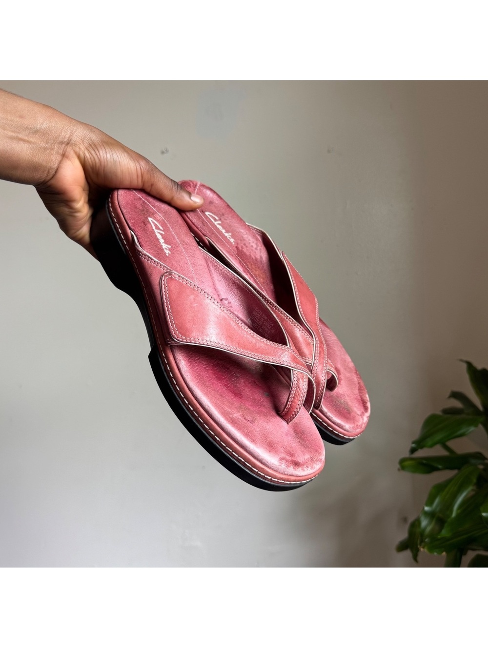 Y2K Clarks Leather Platform Dusty Rose Pink Chunky Sandals US 9.5